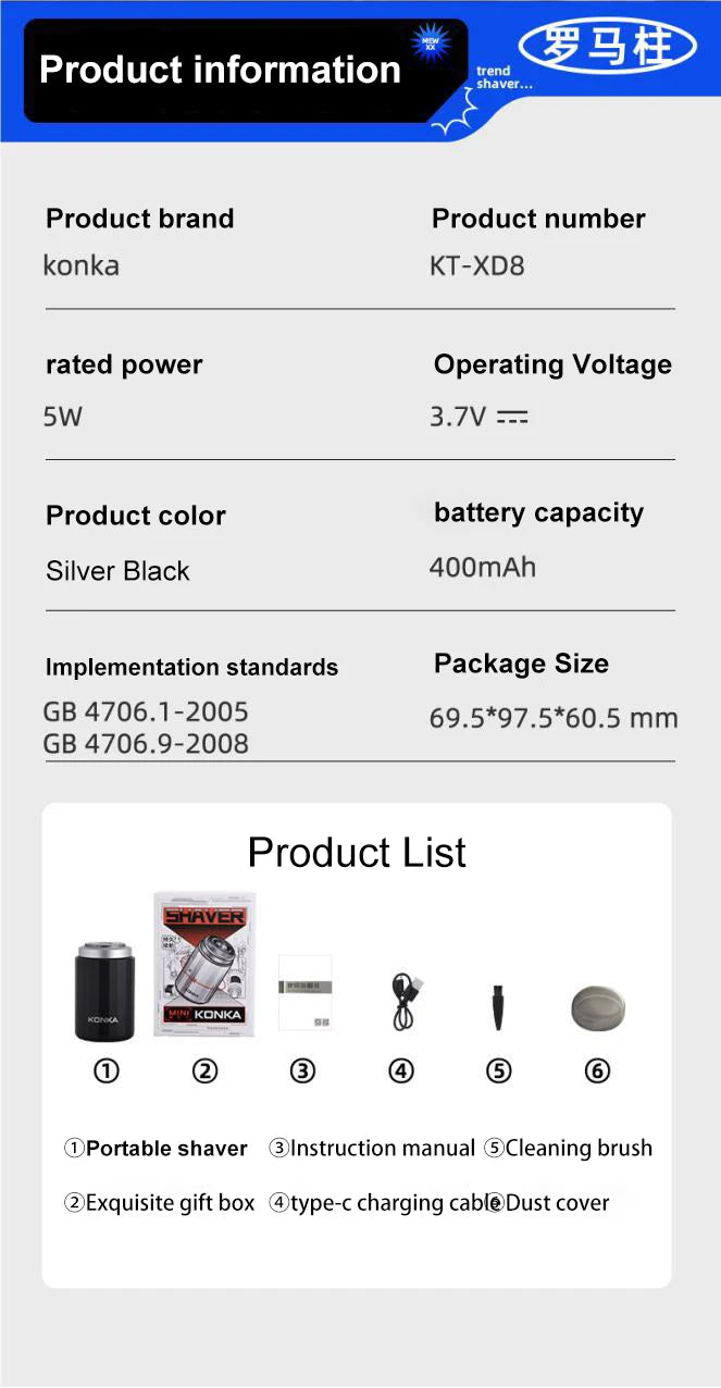 2024 New Type-C Rechargeable Mini Electric Shaver – Waterproof, High-Speed, Long-Endurance Wet & Dry Shaving Device
