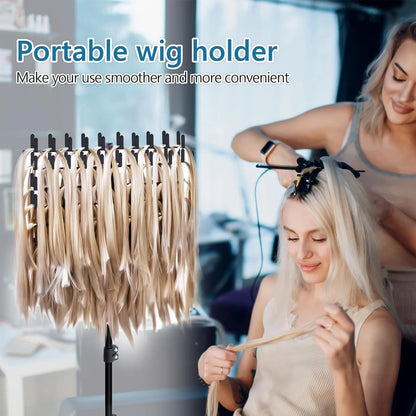 Hair Braiding Rack | 2-Sided Adjustable Height Braid & Hair Extension Holder for Salon & Home Use