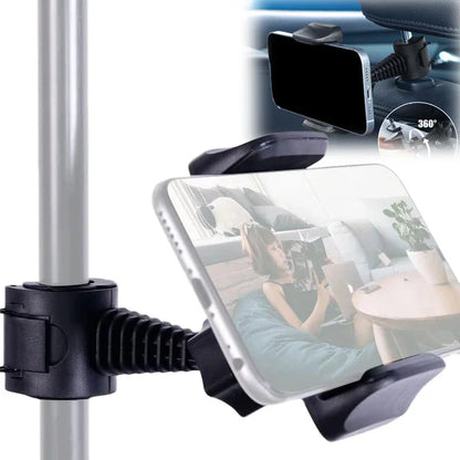 Universal Car Phone Holder — Back Seat Headrest Mount Clip for Kids with Adjustable Stand Bracket