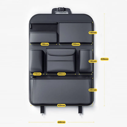 SEAMETAL Car Seat Back Storage Bag – PU Leather Auto Organizer with Tissue Box, Multifunctional Car Storage Accessory