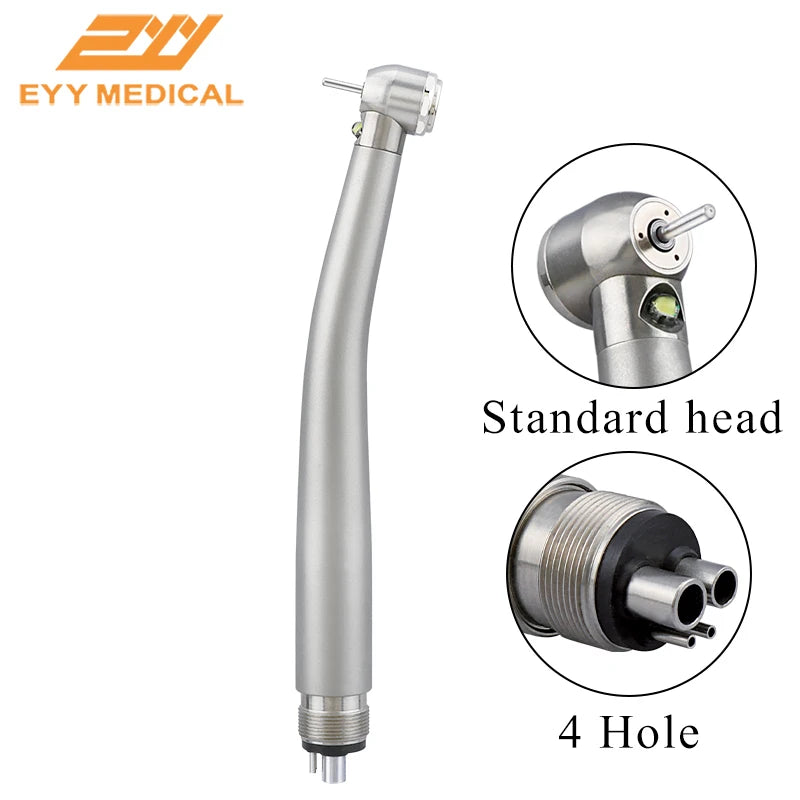 EYY Dental LED High-Speed Handpiece — Ceramic Bearing E-Generator, 2/4 Hole Stainless Steel Dental Tool