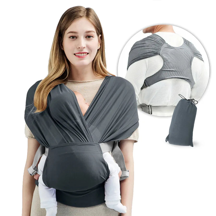 Adjustable Newborn Baby Sling - Soft Breathable Air Mesh Wrap Carrier with Hip Seat Support