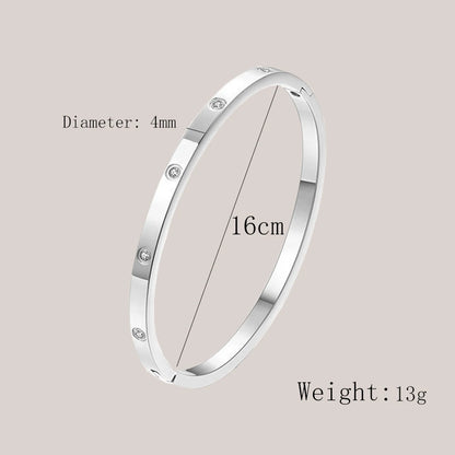 Stainless Steel Cuff Bracelet — Crystal Charm Bangle for Women, Fashion Jewelry