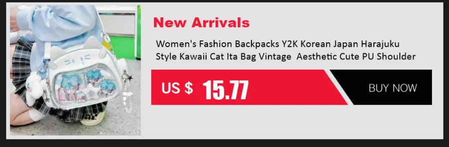Y2K Korean Kawaii Cat Ita Bag — Cute PU Transparent Shoulder & Crossbody Bag for Girls, Harajuku Style Backpack