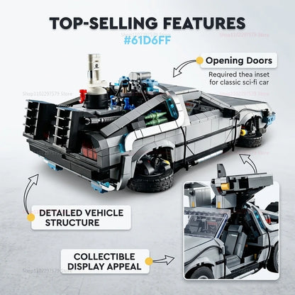 Back to the Future DeLorean Building Blocks - 1872-Piece 1:8 Scale Time Machine Model with Mini Figures