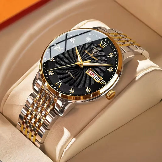 POEDAGAR Luxury Men's Watch — Waterproof Luminous Quartz Wristwatch with Date & Week, Stainless Steel Sports Fashion