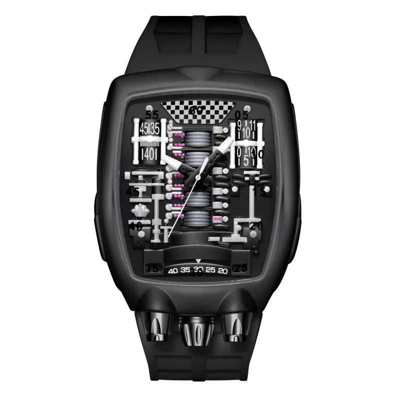 Alien Y2K Transparent Quartz Watch - Creative Hollow Case Design Fashion Men's Wristwatch with Unique Retro Style