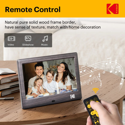 KODAK 7-Inch Digital Photo Frame with Remote – 1024x600 HD Screen, Electronic Album, Video, Music, Clock & Calendar Player