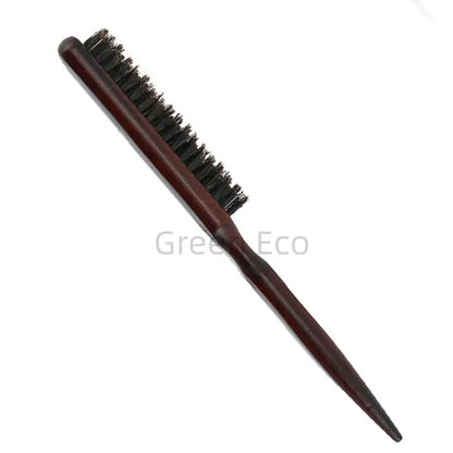 Professional Salon Teasing Brush – Boar Bristle Wood Slim Comb for Backcombing, Hair Extensions & DIY Styling