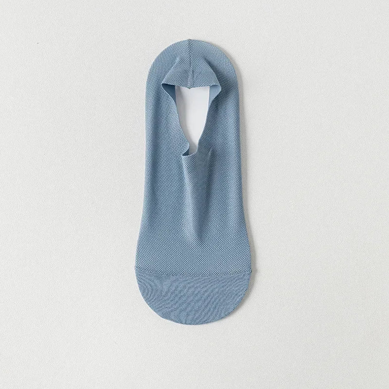 Men’s Ice Silk Mesh Socks – Hollow Breathable Summer No-Show Slippers, Silicone Non-Slip Low-Cut Boat Socks