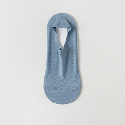 Men’s Ice Silk Mesh Socks – Hollow Breathable Summer No-Show Slippers, Silicone Non-Slip Low-Cut Boat Socks