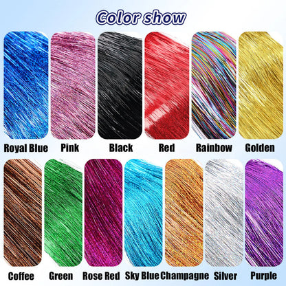 50PCS I-Tip Glitter Hair Extensions - Synthetic Fairy Tinsel Hair Strands for Women & Girls Party Hair Accessories