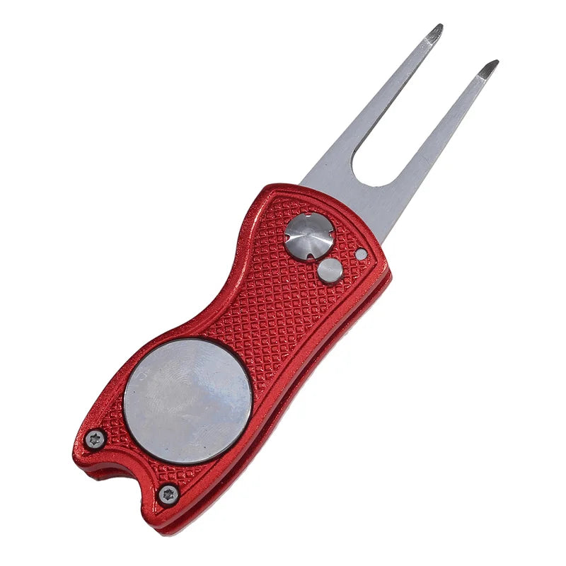Foldable Golf Divot Repair Tool — Golf Ball Pitch Groove Cleaner & Putting Green Training Aid Accessory