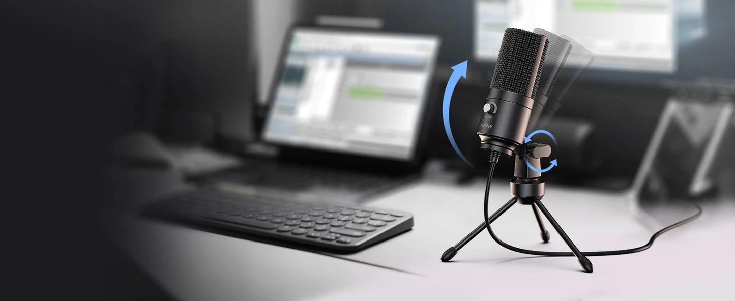 FIFINE K669 USB Condenser Microphone – Metal Recording Mic with Gain Knob for Home Studio, Podcasting & Voice-over