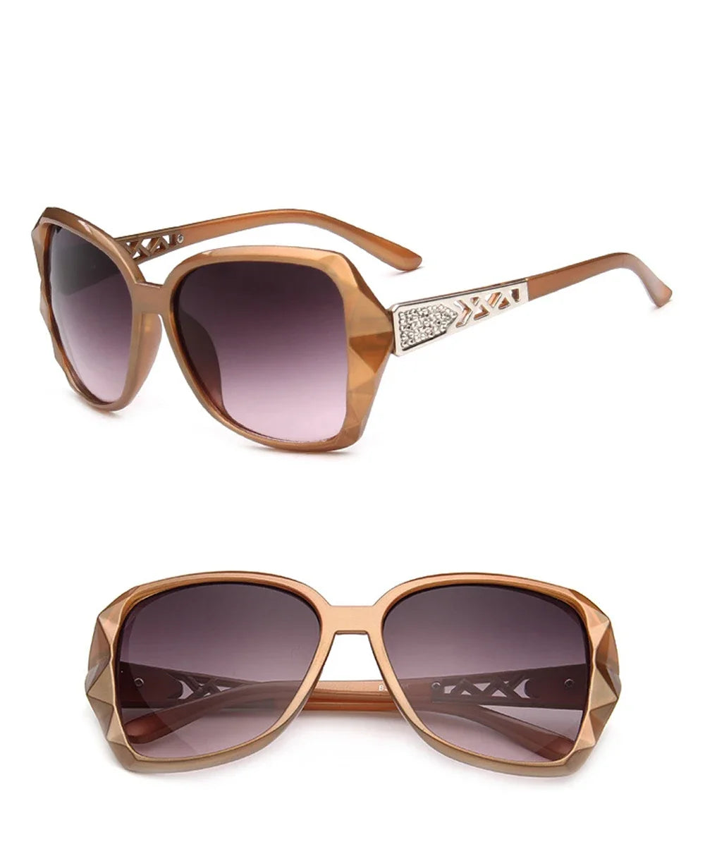 Fashionable Big Purple Sunglasses for Women - Luxury Brand Square Mirror Shades for Ladies