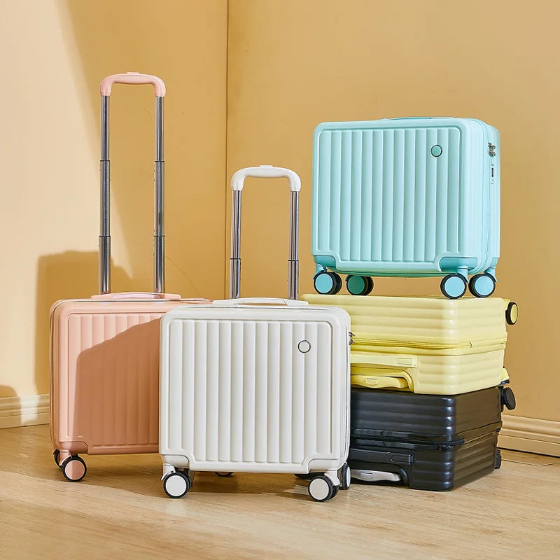 18" Cute Travel Luggage – Lightweight Airline Suitcase with Password Lock and Silent Universal Wheels