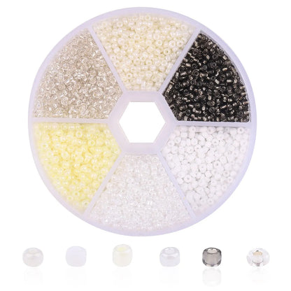 3900Pcs Glass Rice Beads Set - 6 Grid Box DIY Bracelet Necklace Jewelry Making Accessories