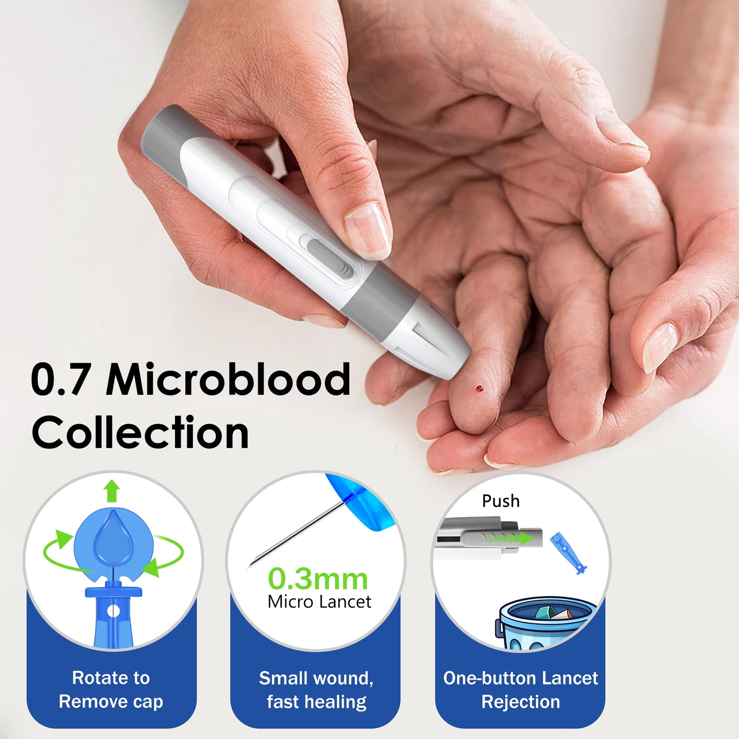 Linksun G-425-2 Blood Glucose Meter — 50/100PCS Test Strips, Digital Diabetes Testing Device, Blood Sugar Monitor