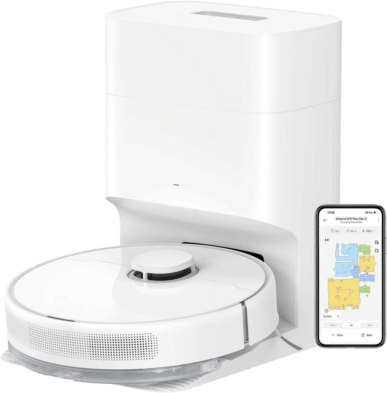 D10 Plus Gen 2 Robot Vacuum & Mop - Self Emptying Base, 6000Pa Suction and LiDAR Smart Navigation