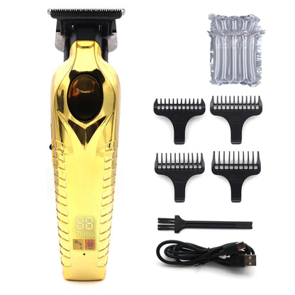 Men's Hair Trimmer – Zero Gapped DLC T-Blade, LED Display, Low Noise, Cordless Professional Hair Clipper for Finishing