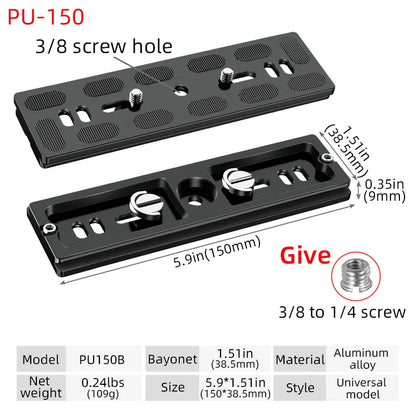 BEXIN Universal Aluminum Alloy Quick Release Plate – 1/4" Screw Tripod Mount Adapter for Arca Swiss & Benro Ball Head Cameras