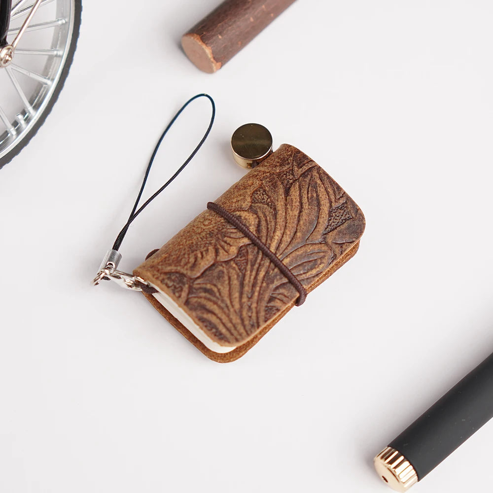 Ultra Mini Retro Leather Notebook – Traveler’s Manual Diary, 32 Sheets, 64 Pages, Decorative Notepad