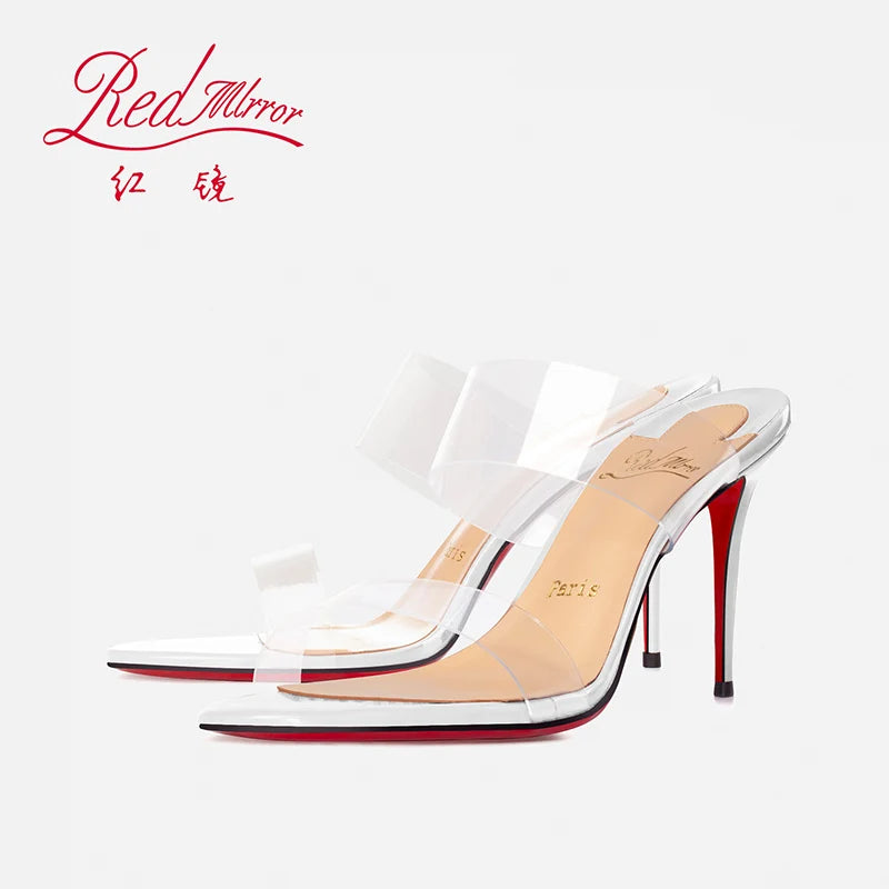 Red Sole Transparent High Heels — Summer PVC Open-Toe Handmade Women’s Sandals