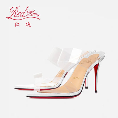 Red Sole Transparent High Heels — Summer PVC Open-Toe Handmade Women’s Sandals