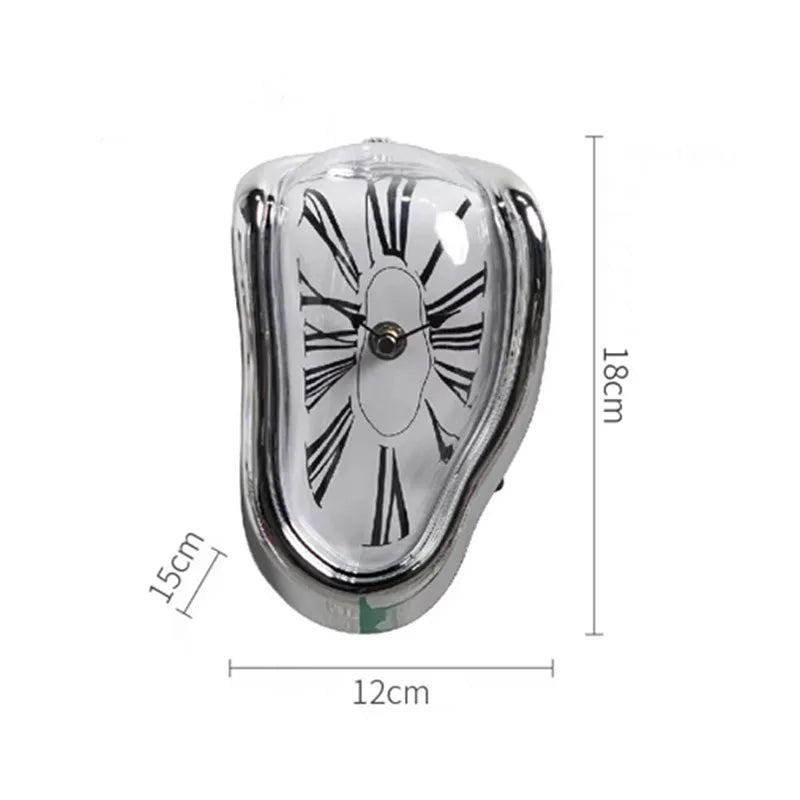 Surreal Melting Clock - Silent Salvador Dali Style Wall Watch for Home Office, Shelf, Desk, Table Decor and Gifts