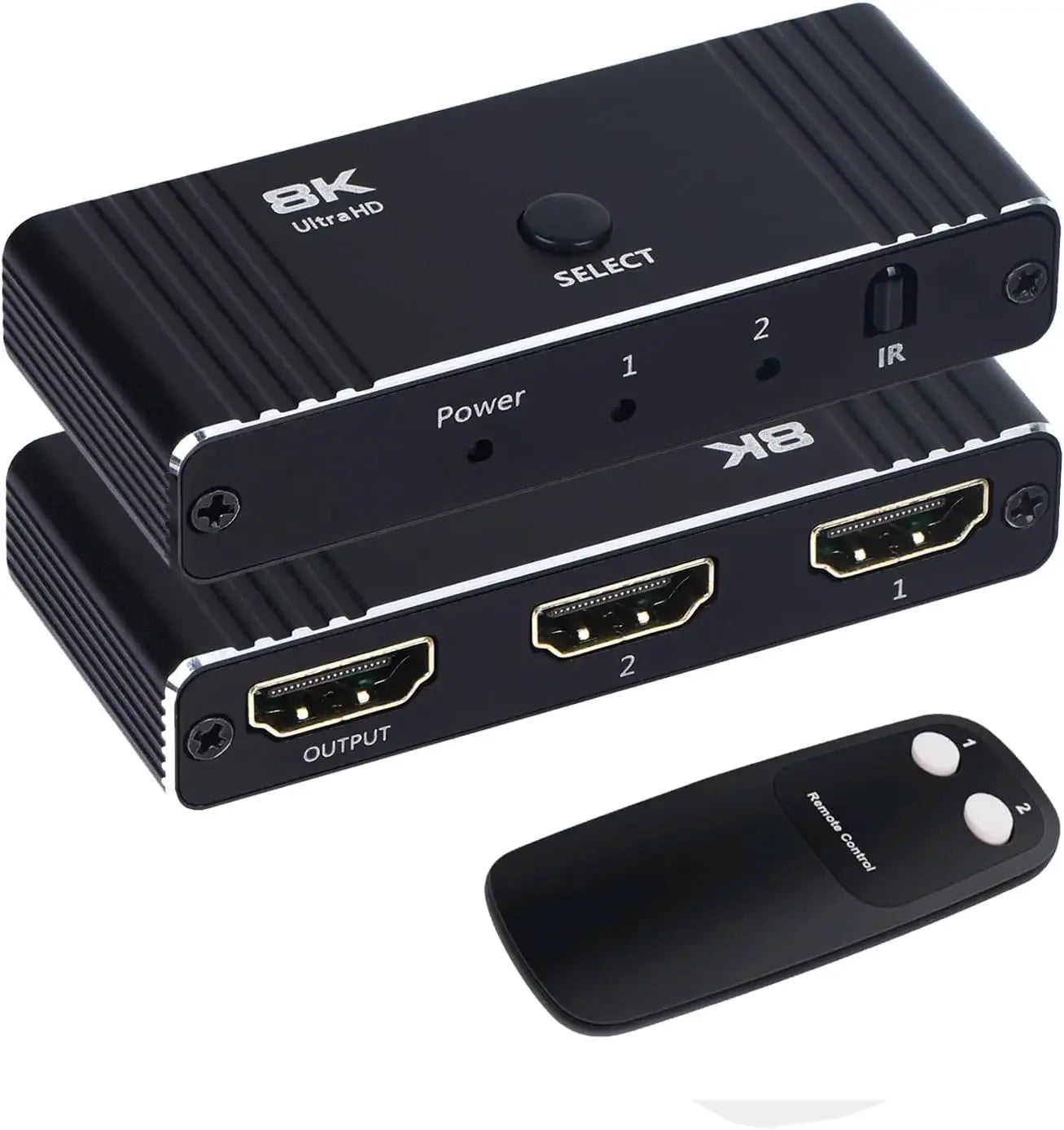 8K 60Hz HDMI Bi-Directional Switcher – 2 in 1 Out, 4K 120Hz HDMI Splitter with IR Remote for PC, TV, PS4, Xbox, PS5