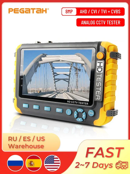 8MP CCTV Tester 5-Inch Monitor – 4K AHD/CVI/TVI/CVBS Camera Tester with HDMI & VGA Input, Mini CFTV Display