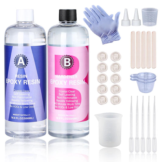 1:1 Crystal Clear Epoxy Resin Kit - High Gloss Bubble Free Art Resin for DIY Casting Coating & Jewelry Making
