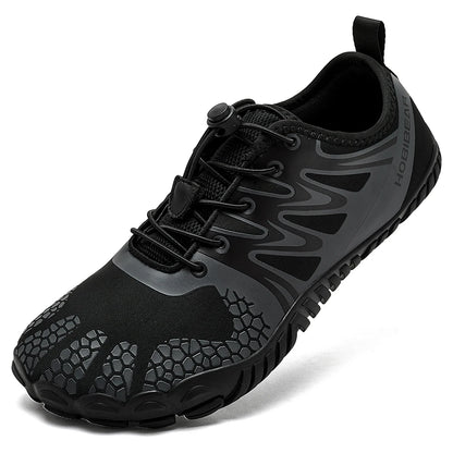 HOBIBEAR Wide Toe Barefoot Shoes – Unisex Artificial Leather Outdoor Walking Sneakers, Zero Drop Minimalist with Elastic Band
