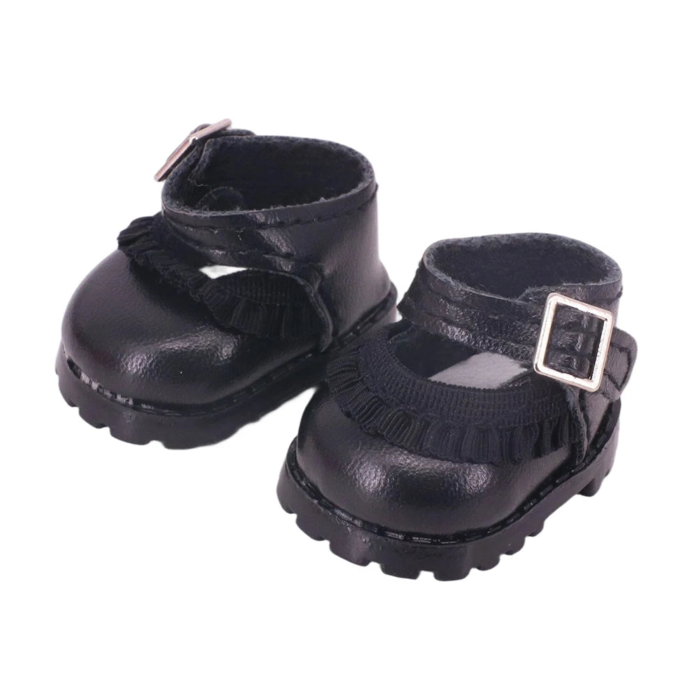 3.8cm Solid Color Lace-Up Canvas Shoes – PU Doll Shoes for 17cm Labubu Doll Clothes & Accessories Gift