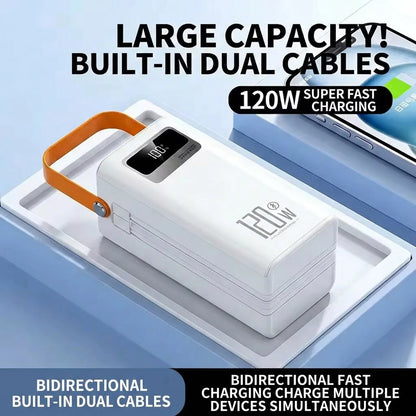 120W 100000mAh Fast Charging Power Bank - Large Capacity Portable Outdoor Power Supply for Camping and Travel