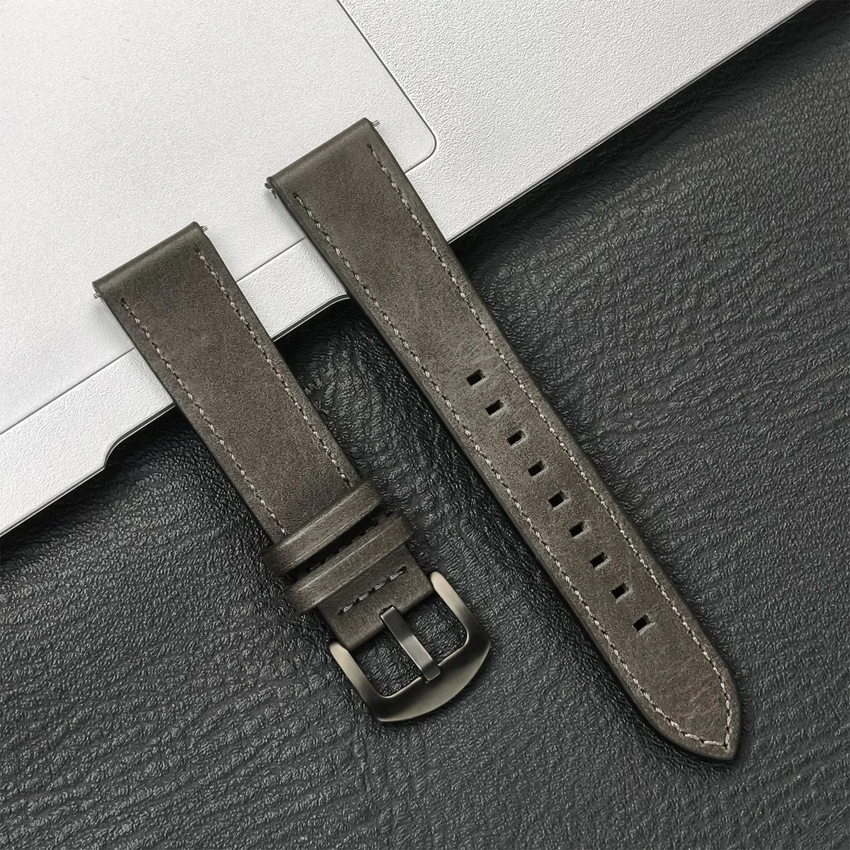 Leather Watch Strap 20mm/22mm - Vintage Replacement Band for Samsung Galaxy Watch 7/6/5/4 and Xiaomi Redmi Watch 3 Lite/Active