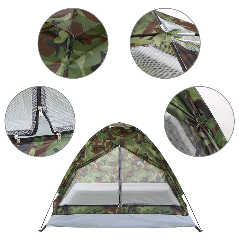Waterproof Camping Tent: Windproof UV Sunshade Canopy for 1/2 Person - Single Layer Outdoor Portable Camouflage Tent Equipment