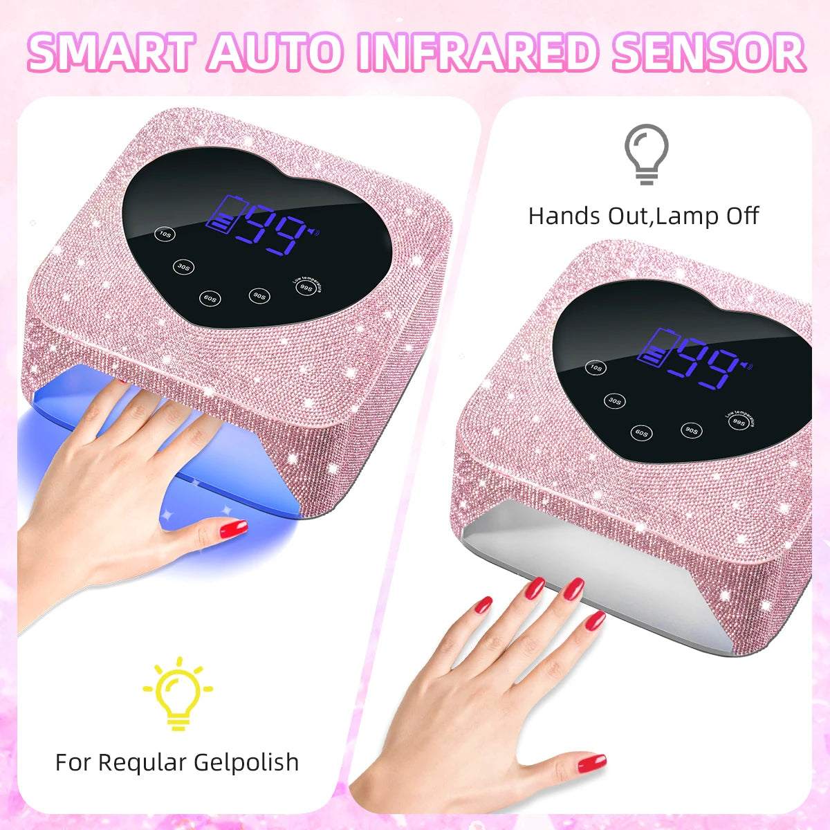 Rechargeable UV LED Nail Lamp – 30 LEDs Cordless Professional Gel Curing Light with Touch Screen, Salon Tools