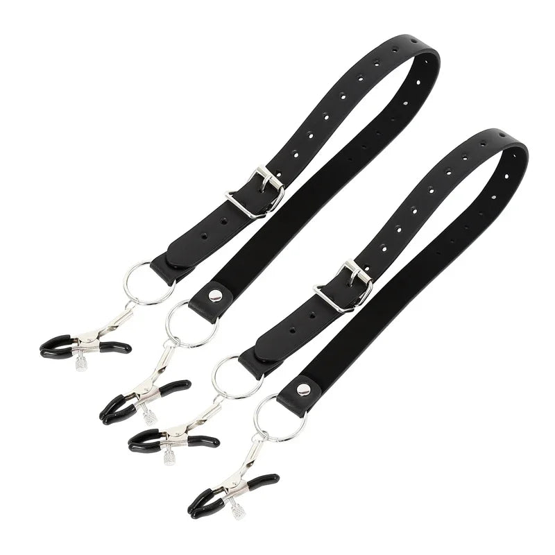 Black Leather BDSM Body Harness - Adjustable Adult Bondage Restraint & Fetish Accessory Set