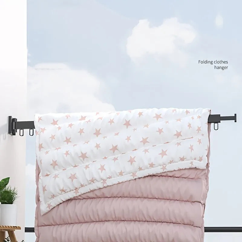Space-Saving Wall-Mounted Foldable Clothes Drying Rack - Aluminum Alloy, Ideal for Balcony, Bedroom, Kitchen, and Living Room