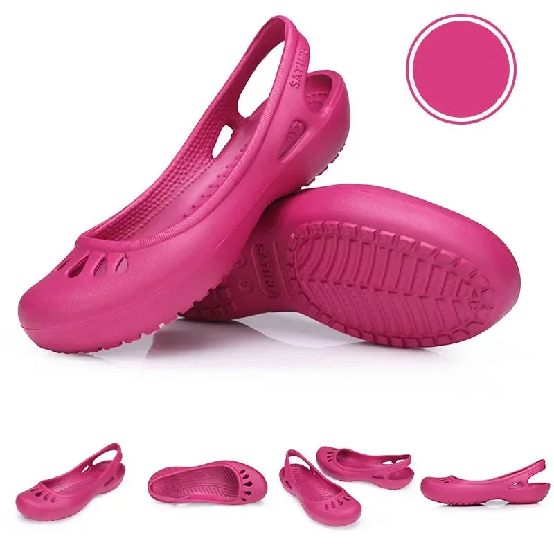 RYAMAG Women’s Clogs Jelly Sandals – Non-Slip Summer Hole Shoes, Waterproof EVA Flat Slippers for Home & Garden