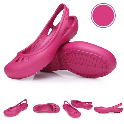 RYAMAG Women’s Clogs Jelly Sandals – Non-Slip Summer Hole Shoes, Waterproof EVA Flat Slippers for Home & Garden
