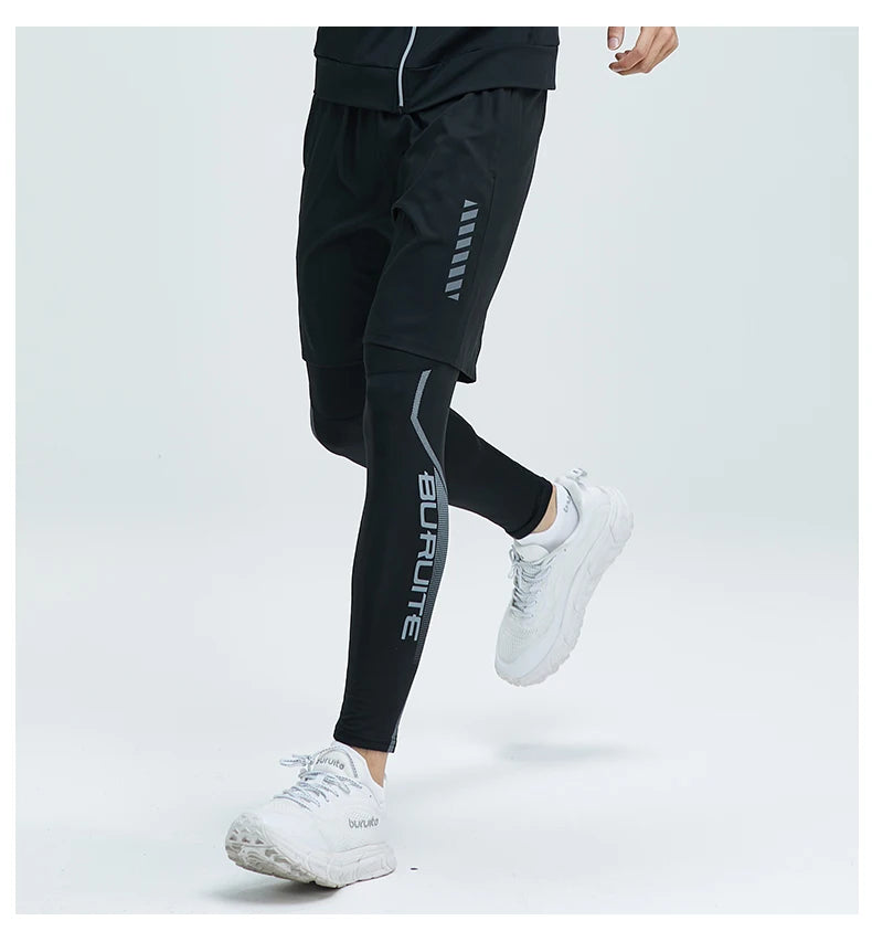 Men’s 2-Piece Sports Set — Tight Cycling & Fitness Shorts, Quick-Dry, High-Elasticity Running & Training Compression Pants