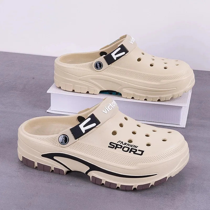 Men’s EVA Summer Sandals – Breathable Slip-On Beach & Garden Shoes, Comfortable Half-Covered Outdoor Slippers