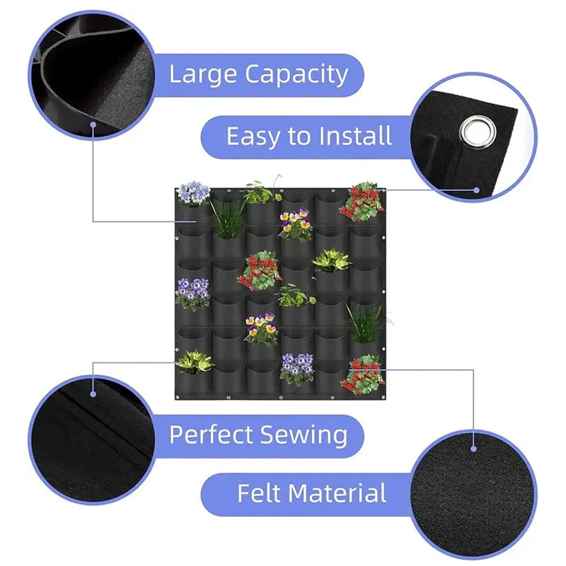 Wall Hanging Planting Bag – Multi-Pocket Vertical Garden Planter for Vegetables, Flowers, and Bonsai