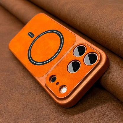 Luxury Matte Leather Magnetic Phone Case - MagSafe Wireless Charging Cover for iPhone 13, 14, 15, 16 & 17 Pro Max Series