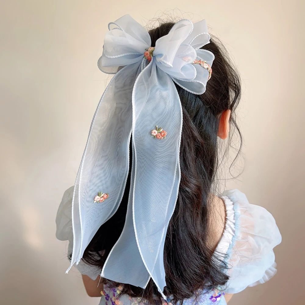 Kids Floral Braided Hair Clip - Princess Embroidered Hair Accessory for Girls’ Ponytail & Stylish Hairstyles