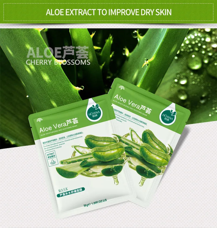 30pcs Natural Plant Facial Masks, Moisturizing & Oil Control, Anti-Aging Aloe Fruit Korean Sheet Masks for Skin Care