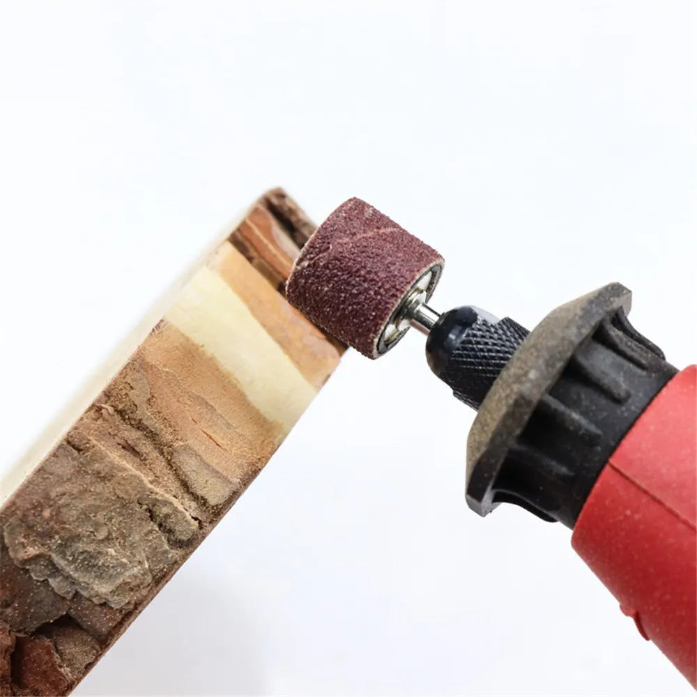 Rotary Tools 102pcs Set: 120 Sanding Bands with 6.35mm Mandrels - Nail Electric Drill Machine Grinding Sand Ring Bit