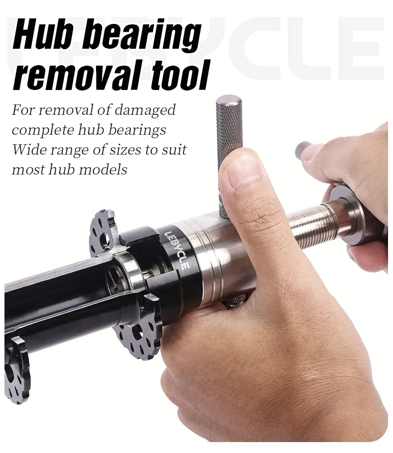 LEBYCLE Bike Hub Bearing Removal Tool — MTB & Road Bicycle Hub Tower Puller for Hub Repair
